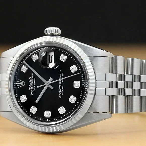 Sale! Rolex 36mm Black Dial Diamond Men's Watch